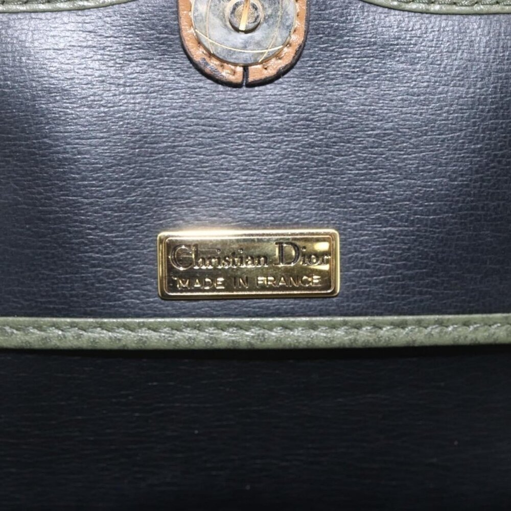 Authentic Christian Dior Shoulder Bag Leather Khaki Gold - Picture 3 of 16